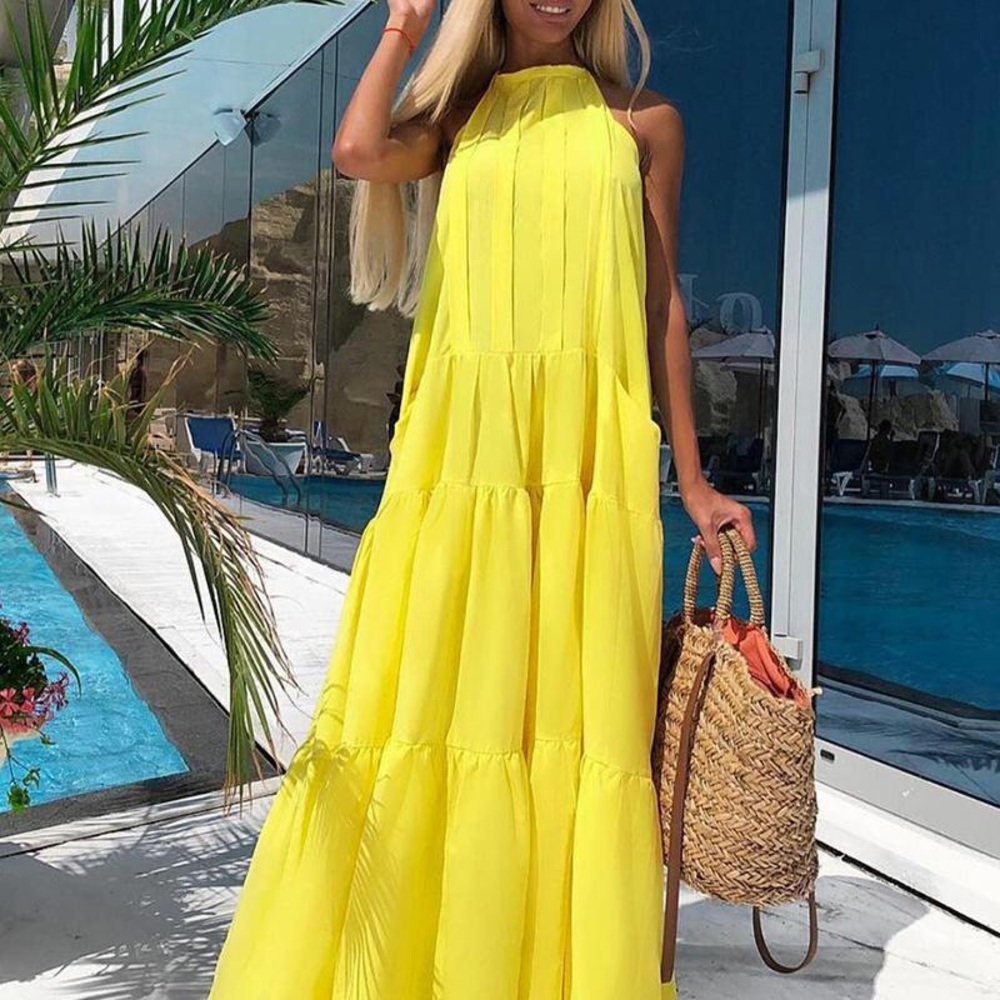 Yellow sleeveless dress